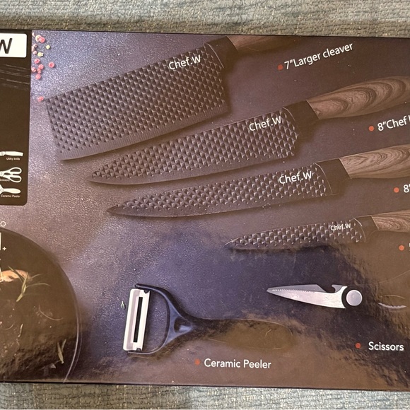 6-piece Chef.W Kitchen Knife Set w/ diamond embossing NWT